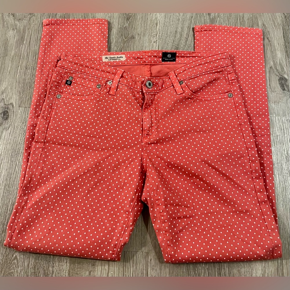 AG Adriano Goldschmied | Women’s Red Polka Dot Skinny Jeans - Picture 4 of 12